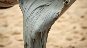 A close up of a pipe with a gray substance photo