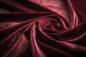 Luxurious deep red velvet fabric with rich texture and smooth folds, perfect for a rich background or elegant design photo