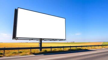 An empty billboard on the side of a highway photo
