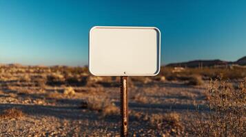 Blank sign in desert area photo