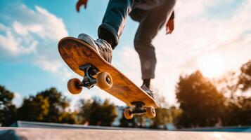 A person riding a skateboard on a ramp photo