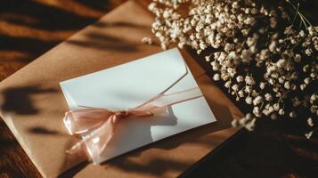 Wedding invitation with flowers photo