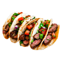 Delicious Tacos with Grilled Steak, Fresh Vegetables and Cilantro png