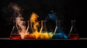 Colorful liquid in test tubes photo