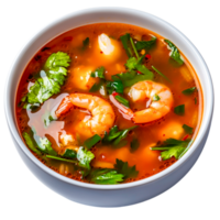 Fresh Shrimp Soup with Herbs and Spices in Bowl Ready to Serve png