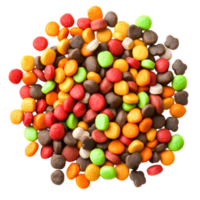 Colorful Pet Food Kibble Mix in Various Shapes and Sizes on png