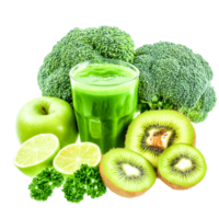 Fresh Green Smoothie with Broccoli, Kiwi, Lime, Apple, and Parsley png