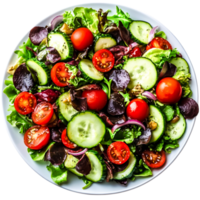Fresh Colorful Salad with Tomatoes, Cucumbers, and Mixed Greens on Plate png