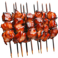 Grilled Chicken Skewers Glazed with Sweet Barbecue Sauce and Smoke png