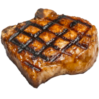 Grilled Meat Steaks with Charred Marks on Delicious Pork Chop Slice png