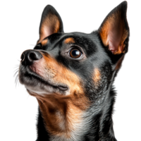 closeup Portrait of a Curious Dog with Alert Expression in Studio Setting png