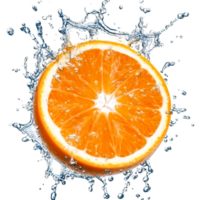 Fresh Orange Slice Splashed with Water on for Culinary Use png
