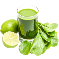 Fresh Green Juice with Lime and Leafy Greens in a Glass png