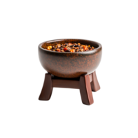 Rustic Clay Bowl on Stand with Colorful Ingredients for Culinary Use png