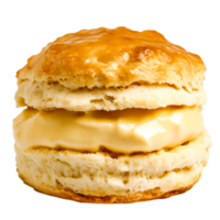 Delicious Fresh Biscuit Filled with Creamy Butter and Golden Crust png