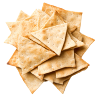 Crispy Flatbread Snack Chips in a Pile on png
