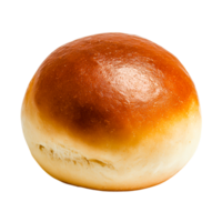 Freshly Baked Round Bread Roll with Golden Brown Crust on png
