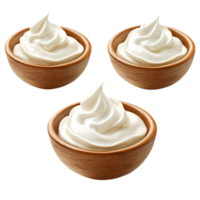 Creamy bowls of sour cream topping on a plain backdrop isolated on transparent background png