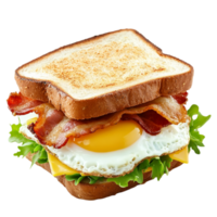 Delicious breakfast sandwich with bacon egg and cheese isolated on transparent background png