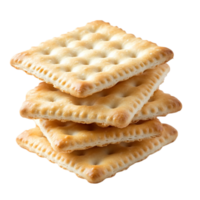 Stack of delicious square crackers on a plain background isolated on transparent background png