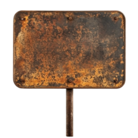 Aged metal sign with rust texture for graphic design use isolated on transparent background png