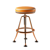 Retro orange stool furniture interior design element isolated on transparent background png
