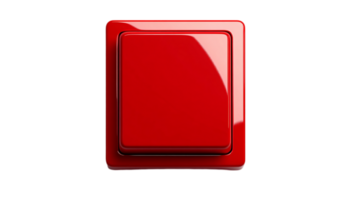 Red emergency button switch for industrial automation use isolated on transparent background png