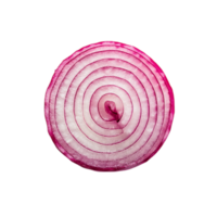 Fresh sliced red onion cross section on a plain backdrop isolated on transparent background png