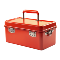 Red metal toolbox container for tool storage and repair isolated on transparent background png