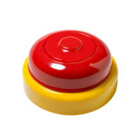 Emergency red button with yellow base on plain setting isolated on transparent background png