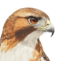 Drawing of a hawk bird of prey with detailed plumage art isolated on transparent background png
