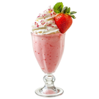 Delicious strawberry milkshake with whipped cream toppingisolated on transparent background png