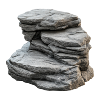 Gray layered rock formation mineral geology specimenisolated on transparent background png