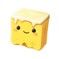 A cheese cube with a smiley face on it png
