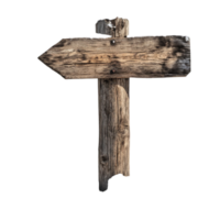 Rustic wooden arrow sign direction pointer navigation isolated on transparent background png