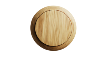 Wooden round object design element on a plain surface isolated on transparent background png