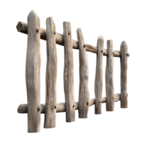Rustic wooden fence design element on a plain backdrop isolated on transparent background png