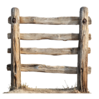 Rustic wooden fence structure farm ranch architecture isolated on transparent background png