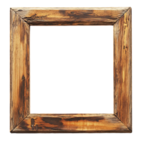 Rustic wooden frame template for artwork or design use isolated on transparent background png