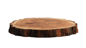 Wooden log slice display platform product presentation isolated on transparent background png