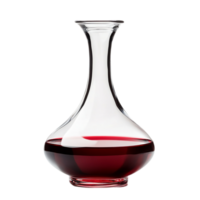 Elegant crystal decanter filled with red wine still life isolated on transparent background png