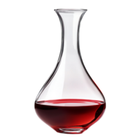 Elegant glass decanter with red wine on a dark surface isolated on transparent background png