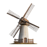 Vintage windmill structure architecture old building isolated on transparent background png