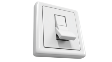 White electrical switch close up power control design isolated on transparent background png