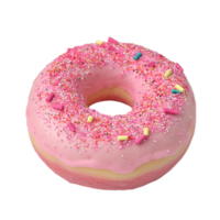 Delicious pink donut with sprinkles sweet treat bakery isolated on transparent background png