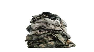 Pile of folded clothes apparel textile fabric material isolated on transparent background png