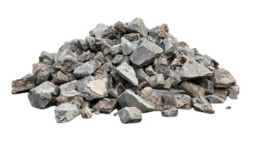Pile of rocks rubble construction material stone heap isolated on transparent background png