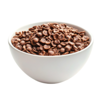 Bowl of chocolate cereal breakfast morning food concept isolated on transparent background png