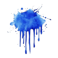 Watercolor splash blue paint drip abstract element art isolated on transparent background png