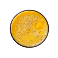 Refreshing mango smoothie in glass top view close up shot isolated on transparent background png